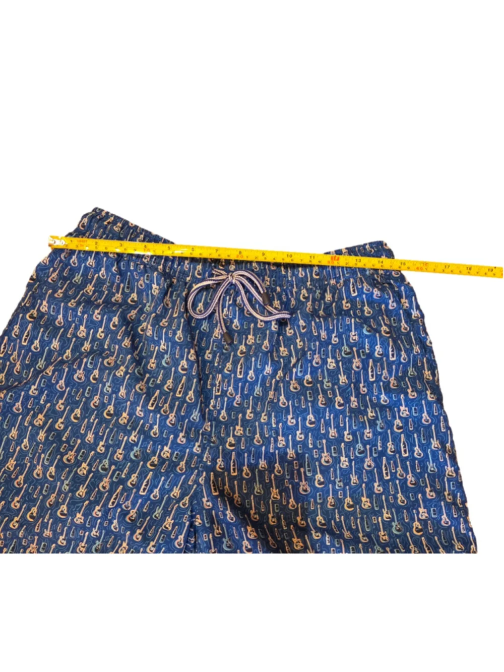 Men's Peter Millar Swim Trunks Size M Blue Guitar Print Quick Dry